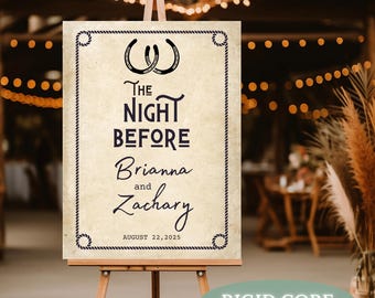 Western Themed Wedding Rehearsal Dinner Welcome Sign Personalized Southwestern The Night Before Signage Country Ranch Rehearsal Party Poster