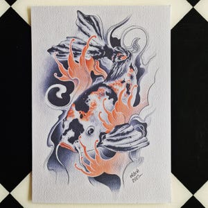 Carpe Koi #1 - affiche murale - dessin - carte - pop art