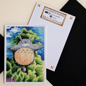 Carte Postale - Totoro Van Gogh (impressionnisme) - affiche murale - dessin - carte postale - pop art - ghibli - miyazaki