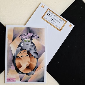 Carte Postale - Totoro Picasso (cubisme) - affiche murale - dessin - carte postale - pop art - ghibli - miyazaki