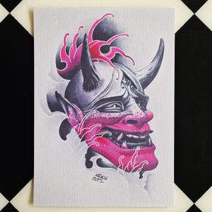 Masque Hannya #1 - affiche murale - dessin - carte - pop art