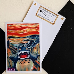 Carte Postale - Totoro le Cri (Munch) - affiche murale - dessin - carte postale - pop art - ghibli - miyazaki