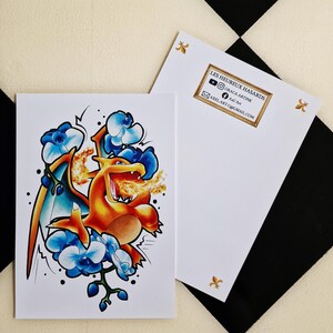 Drazcaufeu - Pokemon Serie #1 - affiche murale - dessin - carte - pop art