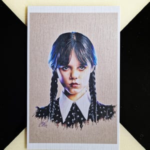 Portrait de Mercredi - affiche murale - dessin - carte - pop art