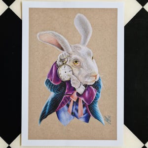 Portrait du lapin blanc - affiche murale - dessin - carte - pop art