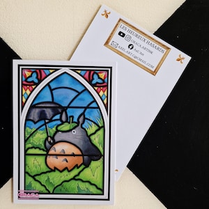 Carte Postale - Totoro vitrail) - affiche murale - dessin - carte postale - pop art - ghibli - miyazaki
