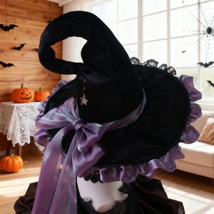 MaxToonrain Hexenkostüm-Set Für Damen - Lila Schwarzes Kleid Mit Hexenhut, Perfekt Für Halloween & Cosplay