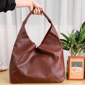 Große Leder-Einkaufstasche für Frauen, Weiche Leder-Schultertasche, Top-Griff-Tasche, Arbeitstasche, Einkaufstasche, handgefertigte Vegane Leder-Umhängetasche