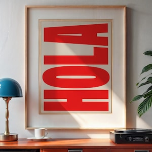 Hola Print | Typography Poster | Printable Art | Retro Poster | Neutral Art | Gallery Wall Art | Trendy Wall Art | Digital Download