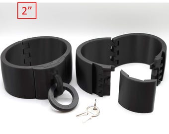 2" Tall Locking Ankle Cuffs with Hidden Padlock
