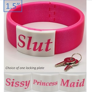Locking Bondage Collar with Hidden Padlock Pink  - 1.5&quot; Tall