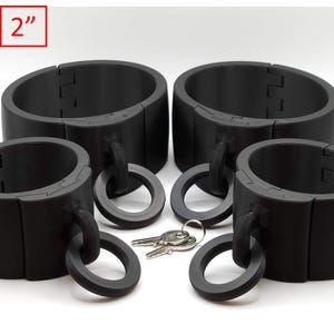 2&quot; Tall Set of Locking Wrist and Ankle Cuffs with O-Ring Panels