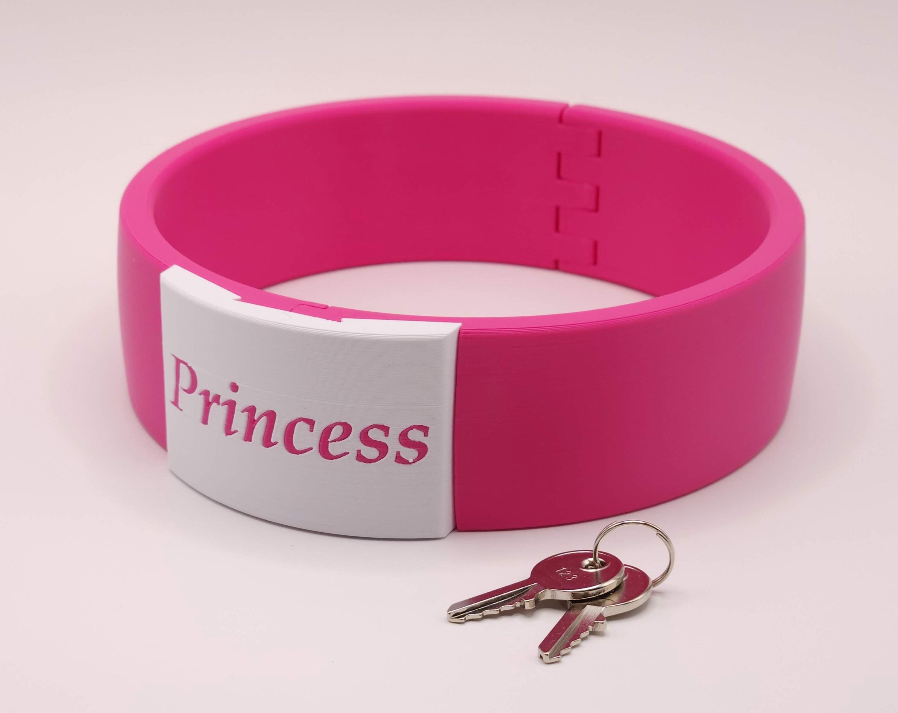Locking Bondage Collar With Hidden Padlock Pink - 1.5