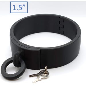 Verriegelung Bondage Collar mit versteckten Vorhängeschloss - Schwarz - 1,5 "Hoch