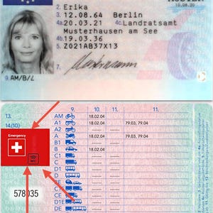 4 pezzi Etichette NFC di emergenza esclusive, croce bianca, per la patente di guida con carta di credito di R.Eckstein