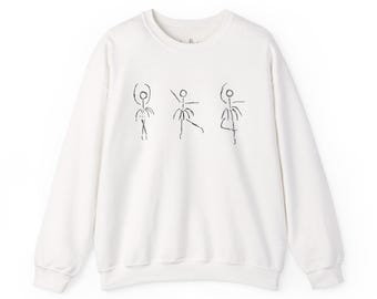 Ballet Dance Sweatshirt, Hand Designed Unique Dance Apparel, Dancewear Gift Ballet Positions Shirt Gift for a ballerina