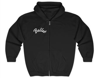 Ballet Full Zip Hoodie, Barre Warm Up Sweatshirt, Dance Studio Jacket, Ballet Lover Gift, Dance Class Apparel
