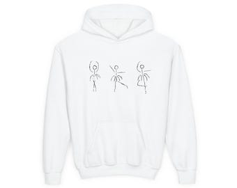 Youth Ballet Hoodie Sweatshirt with Fun Stick Figure Dance Design, Perfect for Kids, Dance Lovers, Gift Idea, Cozy Wear, Casual Style