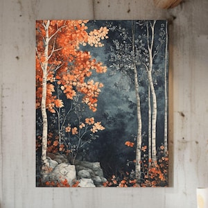William Morris Fall Forest Art, Vintage Botanical Art, Rustic Autumn Decor, Autumn Forest Canvas Wall Art, Elegant Seasonal Canvas Print