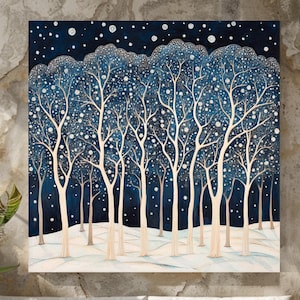 Snowy Trees Canvas Art, William Morris Wall Art, Nature Wall Art, Aesthetic Wall Art, Nature-Inspired Art, Woodland Wall Art Winter Wall Art