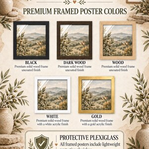 The image is an advertisement for "HOME BY NATURA" nature-inspired wall art and decor featuring a variety of premium framed poster colors.
