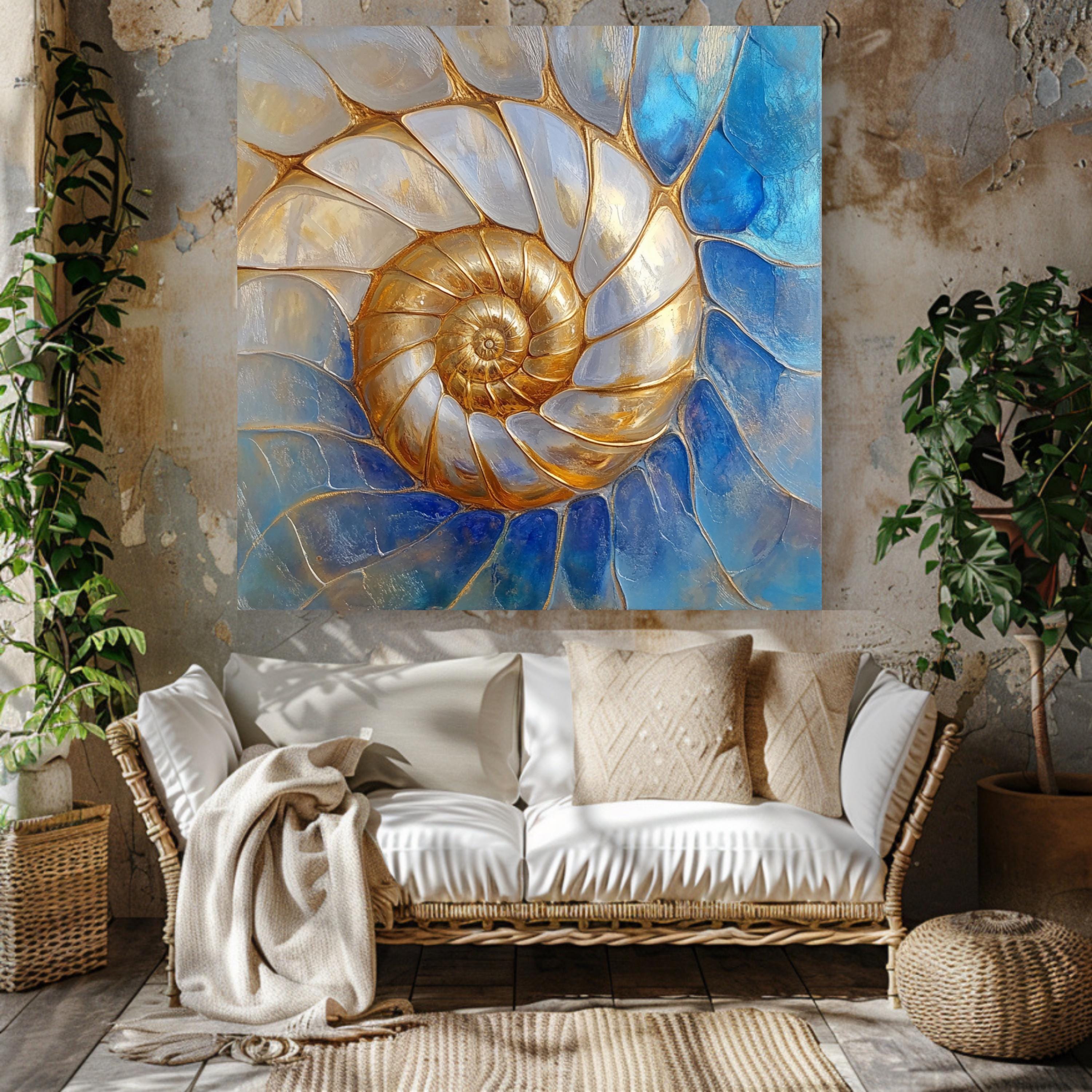 Nautilus Capiz Shell Wall Art, Nature Wall Art, Sea Shell Wall Print