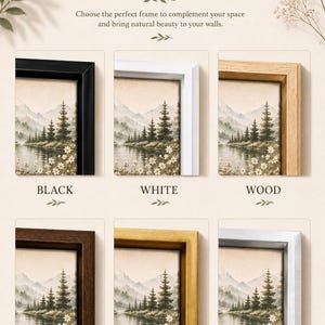 a collection of framed canvas colors, each with a different frame style, arranged in a grid format.
