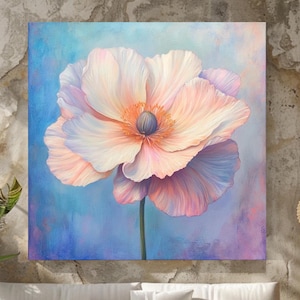 Pastel Floral Canvas Art, Soft Bloom Wall Decor, Elegant Botanical Art, Dreamy Flower Aesthetic Print, Delicate Nature Inspired Decor
