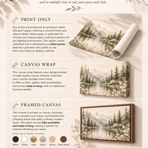 The image is a collection of three different product options available at Shpartnatura, including print options, canvas wrap options, and framed canvas options.