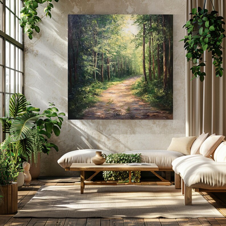 Green Forest Wall Art, Nature Wall Art, Above Bed Art, Forest Wall Art ...