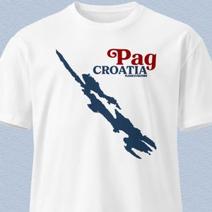Pag Island Croatia Map T-Shirt, Adult Size, Women&#39;s Tee, Men&#39;s T-Shirt, Croatian Souvenirs