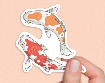 Pegatina de pez koi – Vinilo adhesivo de carpa japonesa, resistente al agua, ideal para botellas de agua, portátiles o como regalo.