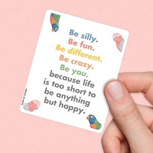 Adesivo com citação "Seja bobo, seja divertido", arte com vibrações positivas, decalque para quarto infantil, presente inspirador, ditado divertido