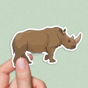 Rhino Sticker, Rhinoceros Endangered Animal, Wildlife Conservation Decal, Save the Rhino Art, Waterproof Laptop Sticker