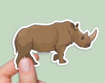 Sticker neushoorn – waterdichte vinylsticker bedreigde dieren, Savanna Wildlife-waterfles laptopcadeau