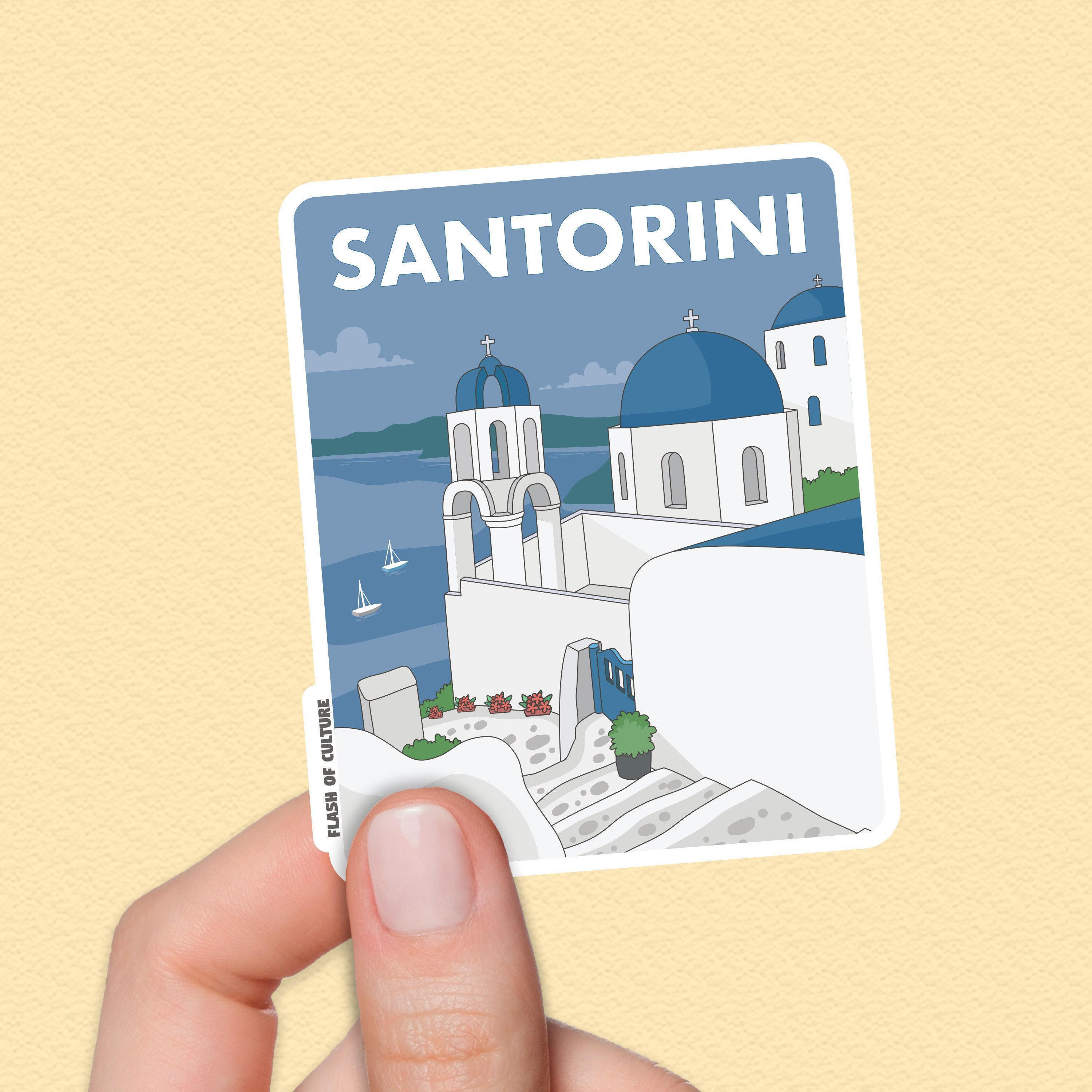 Santorini Greece Sticker – Waterproof Travel Vinyl Decal for Laptops ...