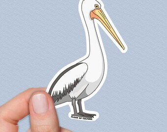 Pelican Sticker, Native Australian Bird Decal, Waterproof Wildlife Sticker, Aussie Bird Art, Durable Outdoor Decal, Bird Lover Gift