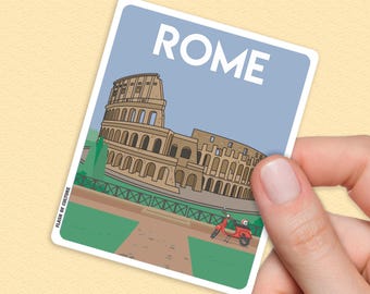 Rome Colosseum Sticker – Italian Travel Vinyl Decal, Ancient Landmark Water Bottle Laptop Gift
