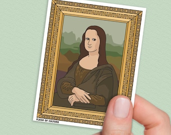 Adesivo da Mona Lisa do Museu do Louvre, arte em vinil, lembrança, presente para laptop ou garrafa de água.