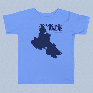 T-shirt carte de l'île de Krk, Croatie, enfant en bas âge, taille enfant 2-5 ans, t-shirt fille, t-shirt garçon, t-shirt enfant, souvenirs croates