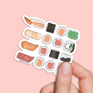 Sushi Sticker, Japanese Foodie Gift, Asian Cuisine Art, Delicious Sushi Roll Decal, Waterproof Vinyl