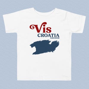 T-shirt carte de l'île de Vis, Croatie, enfant en bas âge, taille enfant 2-5 ans, t-shirt fille, t-shirt garçon, t-shirt enfant, souvenirs croates