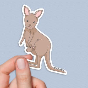 Pegatina de canguro y joey: recuerdo de la fauna australiana