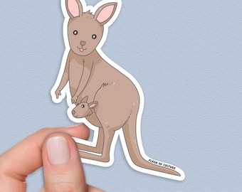 Kangaroo Joey Sticker Australian Wildlife Vinyl Souvenir Nature Lover Gift Laptop Water Bottle