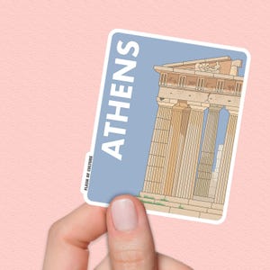Adesivo di Atene, Acropoli Partenone Grecia, Arte di viaggio, Decalcomania europea, Souvenir della città antica, Regalo di storia greca, Vinile impermeabile