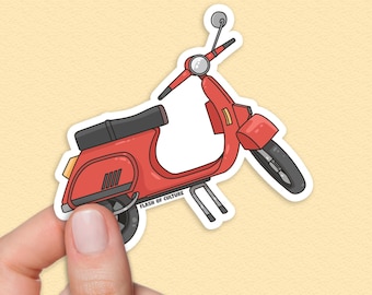 Vespa Scooter Sticker – Italian Moped Vinyl Decal, Retro Travel Water Bottle Laptop Gift