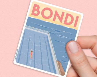 Bondi Beach Sticker, Sydney Australia Decal, Aussie Souvenir, Australian Travel Gift, Coastal Sticker, Beach Lover Present