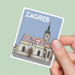 Zagreb Croatia Sticker, Church of St Mark Decal, Croatian Gift, Travel Art, City Souvenir, Waterproof Vinyl Laptop Sticker