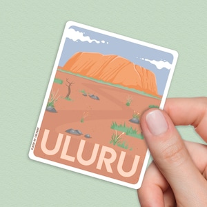 Uluru-sticker, Ayers Rock-sticker, Australische reiskunst, Australische souvenir, geschenken uit Australië, mijlpaalsticker, reisaandenken