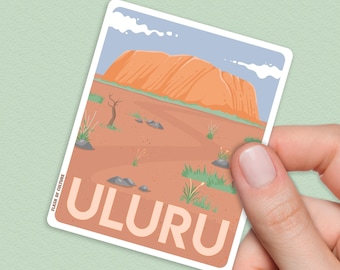 Uluru Sticker, Ayers Rock Decal, Australian Travel Art, Aussie Souvenir, Gifts from Australia, Landmark Sticker, Travel Keepsake